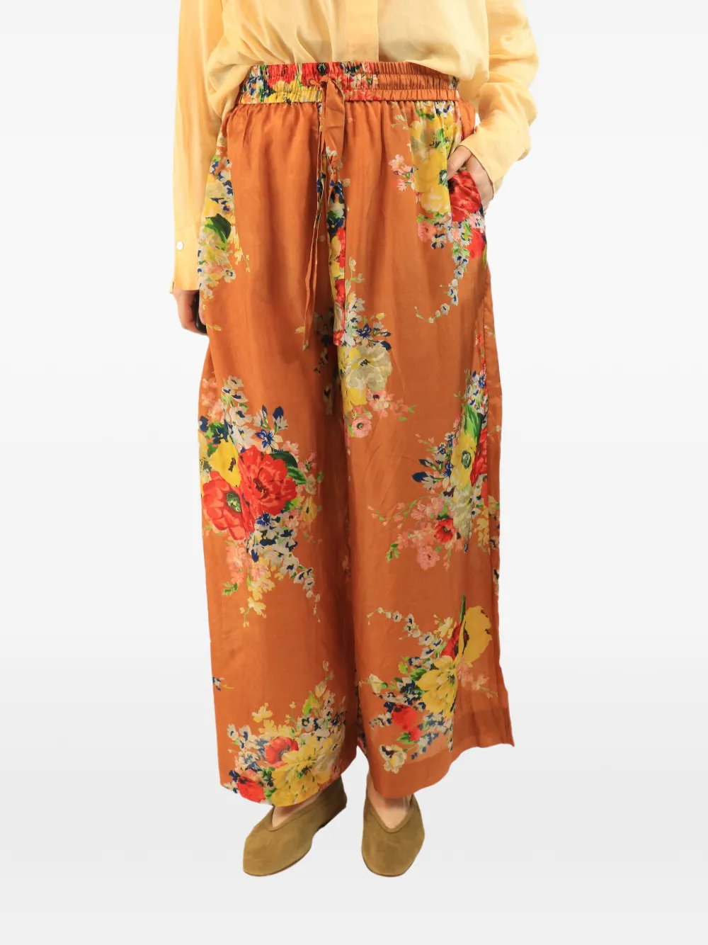 ZIMMERMANN Pantaloni in seta a fiori - Arancione