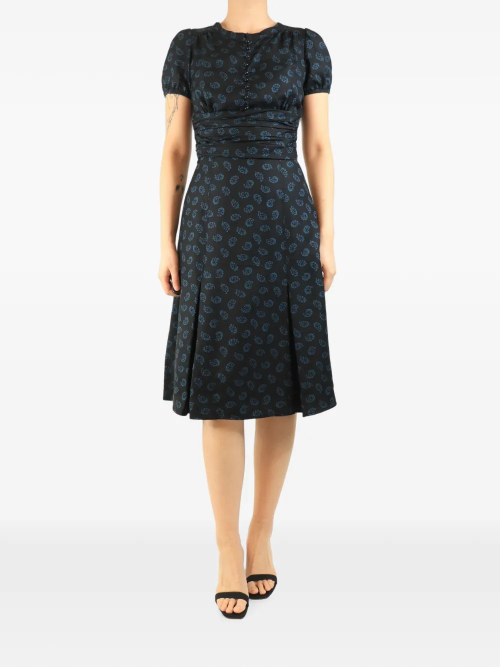 Pre-owned Marc Jacobs Vintage Silk Midi Dress In Black