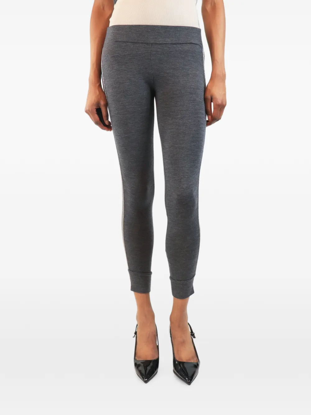 Brunello Cucinelli Vintage legging à ornements de perles - Gris