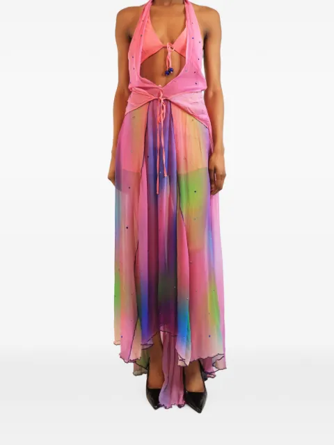 SIEDRES crystal-embellished multicolour maxi dress