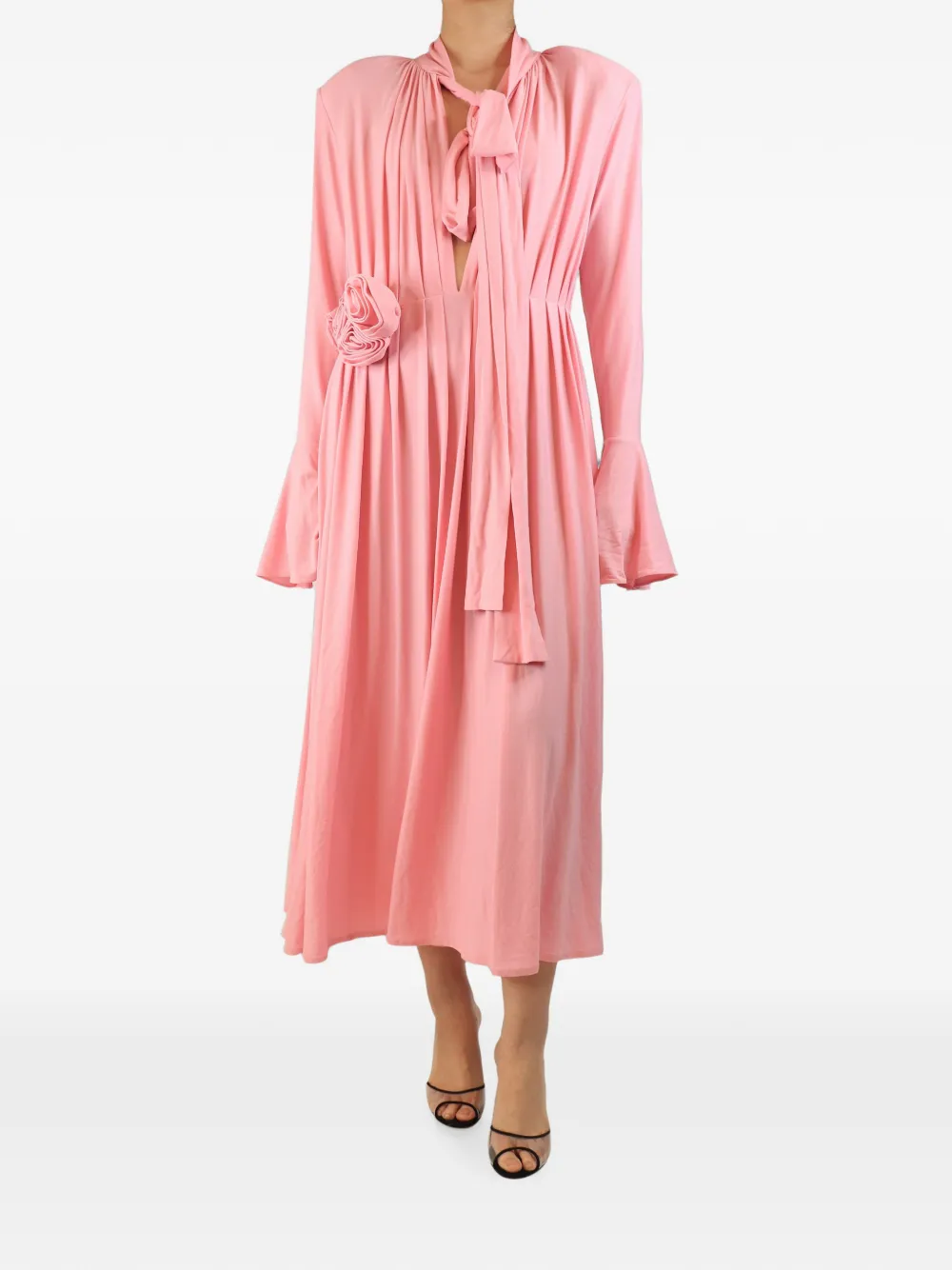 Magda Butrym Abito midi con applicazione floreale - Rosa