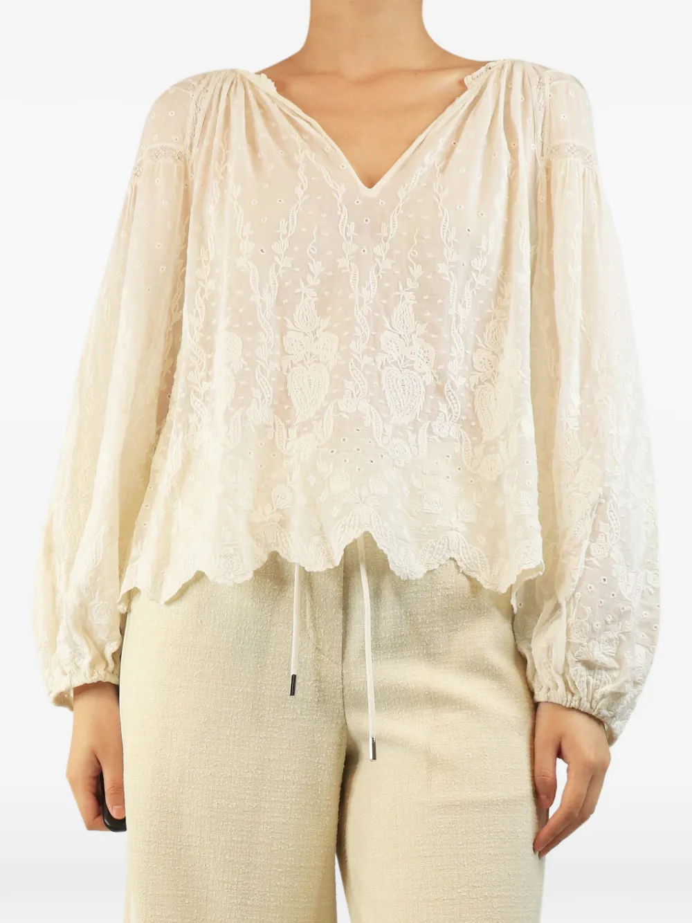 Pre-owned Ulla Johnson Broderie Anglaise Cotton Blouse In Neutral
