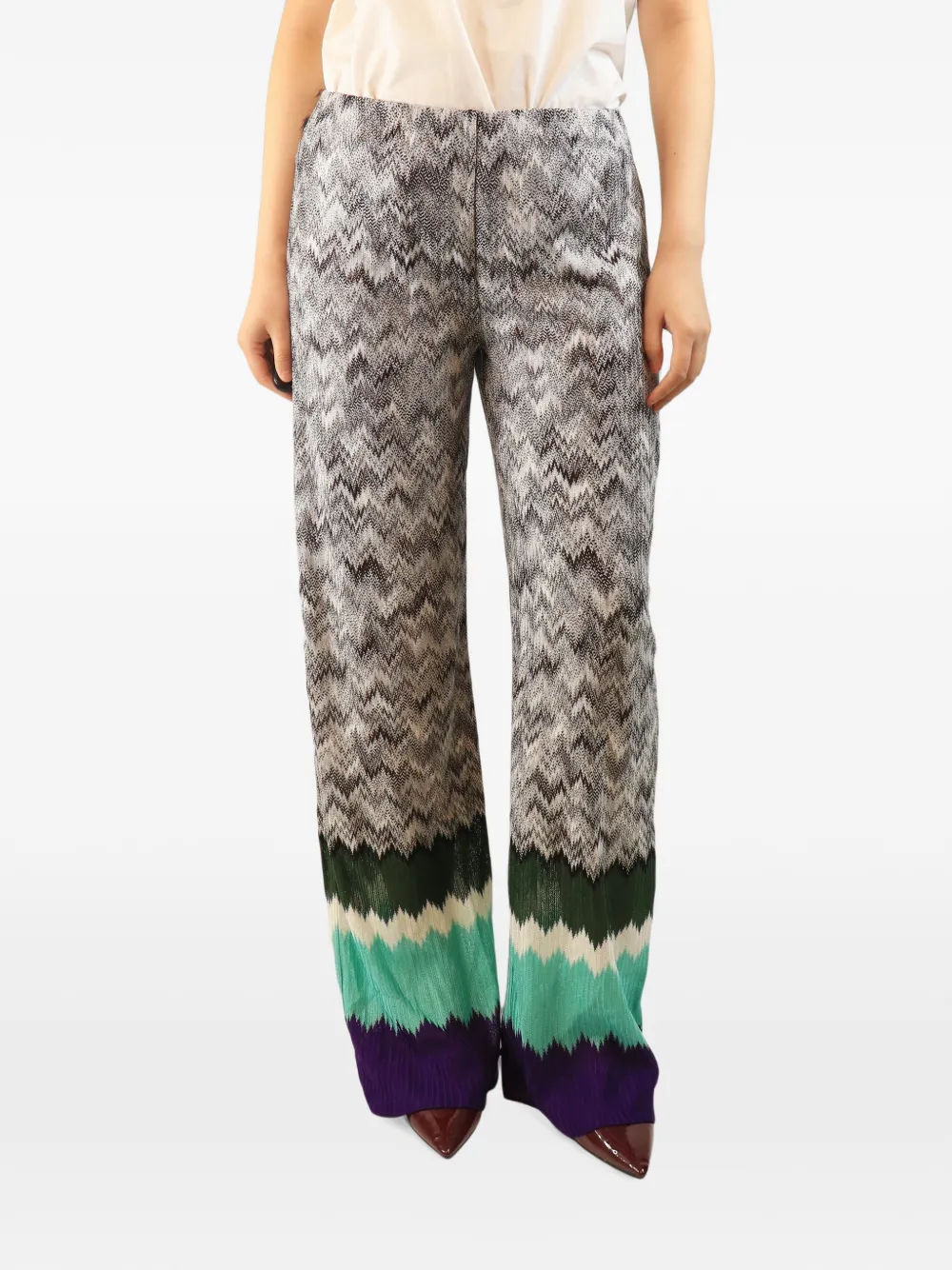 Missoni Pre-Owned pantalon droit à motif zig-zag - Gris