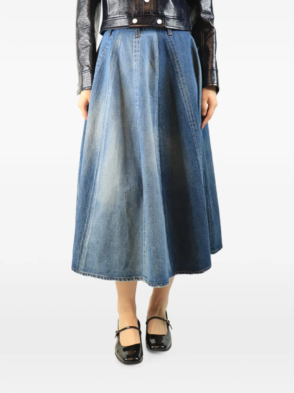 Celine Pre-Owned two-tone flared skirt - Blue