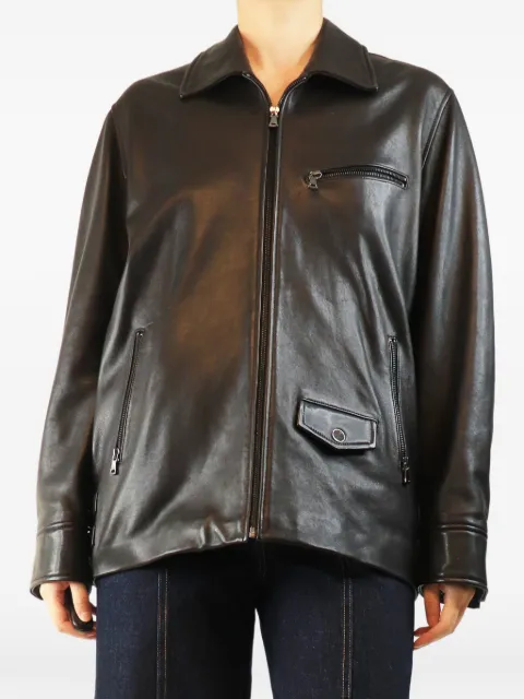 Nour Hammour veste en cuir à fermeture zippée