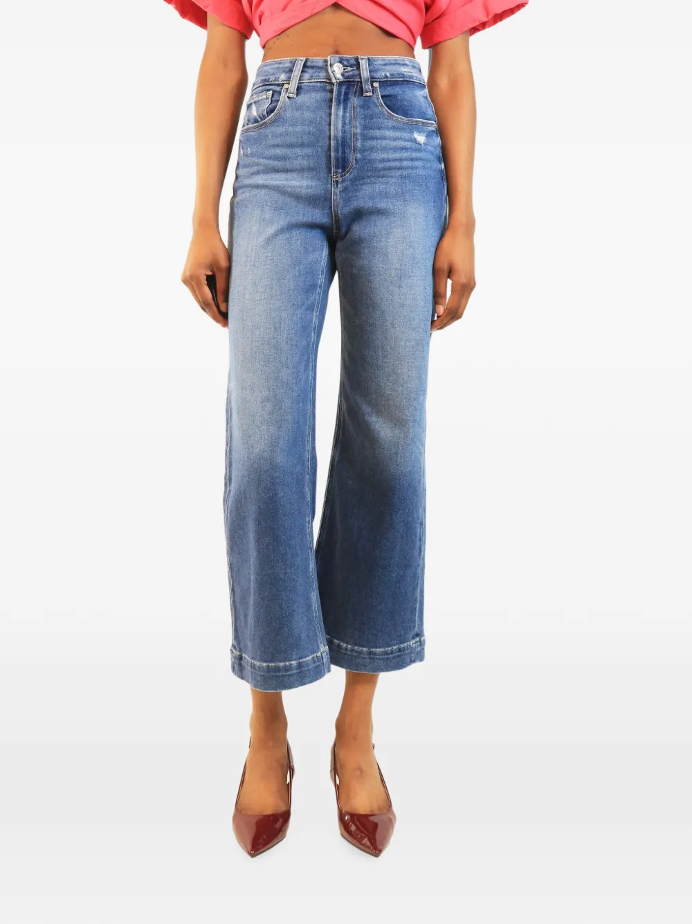 PAIGE Jeans Spotlight crop a gamba ampia - Blu