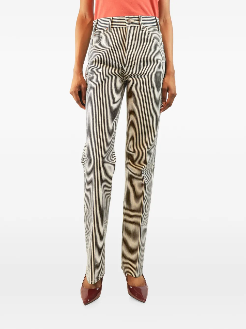 Celine Pre-Owned Hickory striped jeans - Neutrals