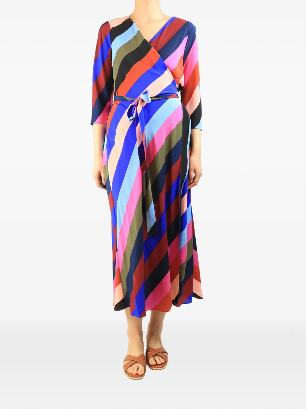 Diane Von Furstenberg Vintage robe mi-longue à col v - Bleu