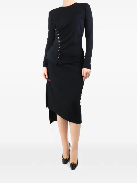 Paco Rabanne Pre-Owned ruched-design buttoned-front midi dress