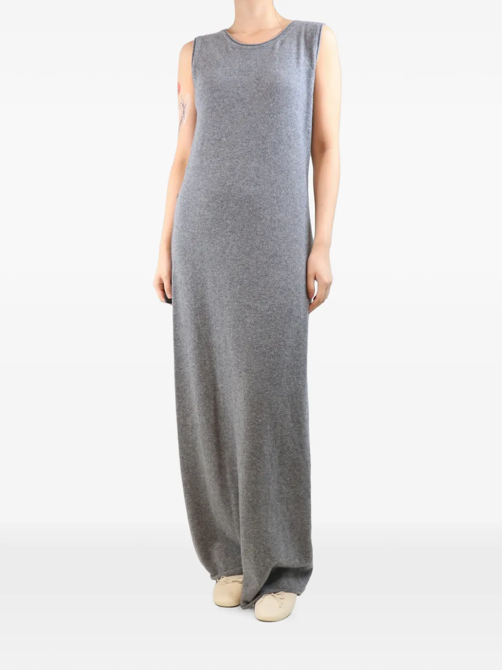 Le 17 Septembre robe longue en maille à design sans manches - Gris
