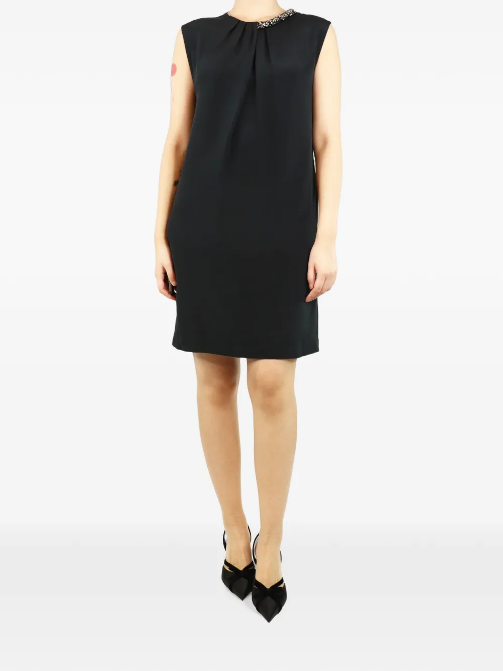 3.1 Phillip Lim Seiden-Midikleid mit Kristallkragen - Schwarz