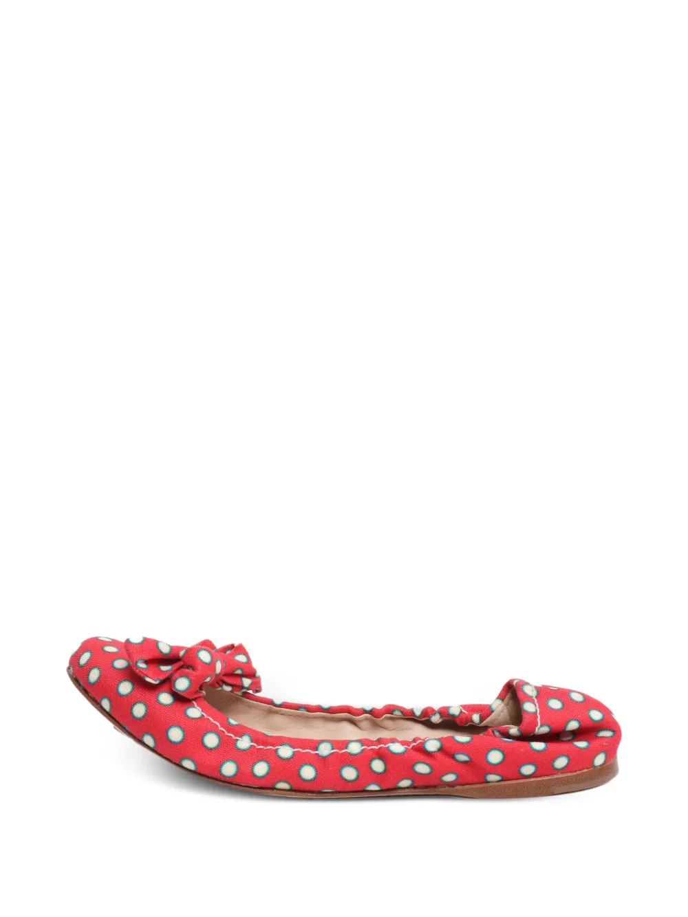 Miu Miu Pre-Owned ballerines à pois et nœud - Rouge