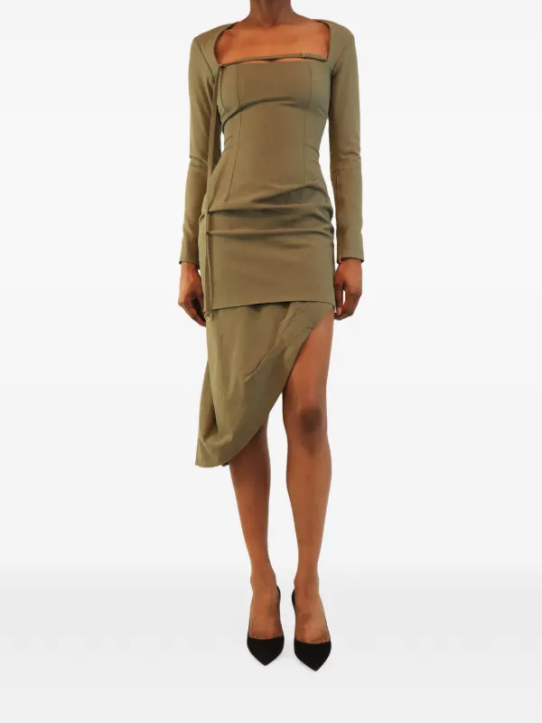 Jacquemus Pre-Owned La Montagne Asymmetric Dress | Green