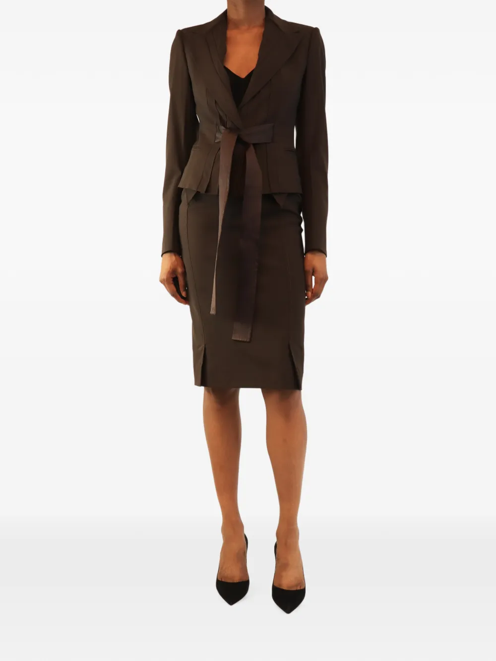 Saint Laurent Pre-Owned Tailleur con gonna - Marrone