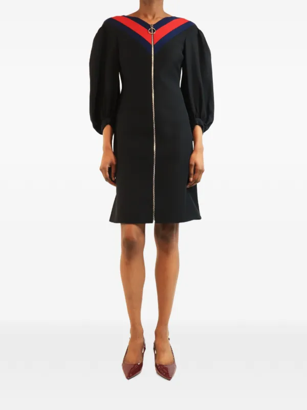 black gucci mini dress Pre-Owned puff-sleeve zip-up | and an elastic waistband Short Dresses for Women ACCESSORIES Size:2/4
