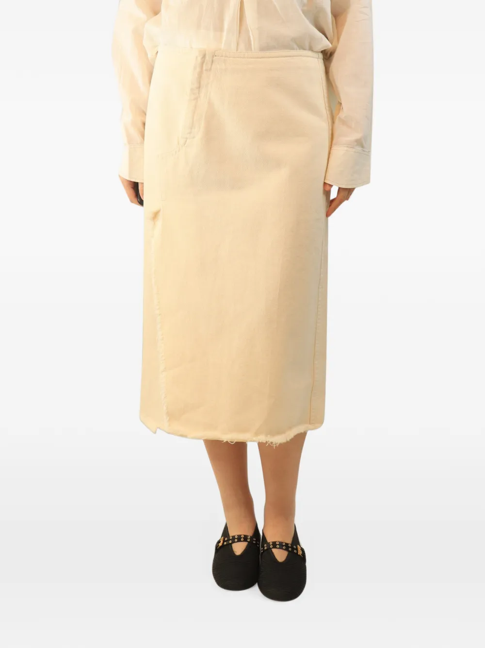 Marni Pre-Owned Gonna midi con orlo a taglio vivo - Toni neutri