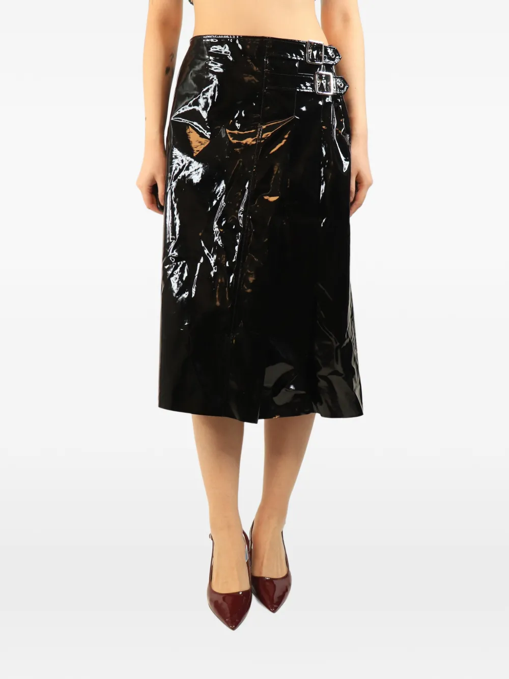 Gucci Pre-Owned Gonna midi con fibbia - Nero