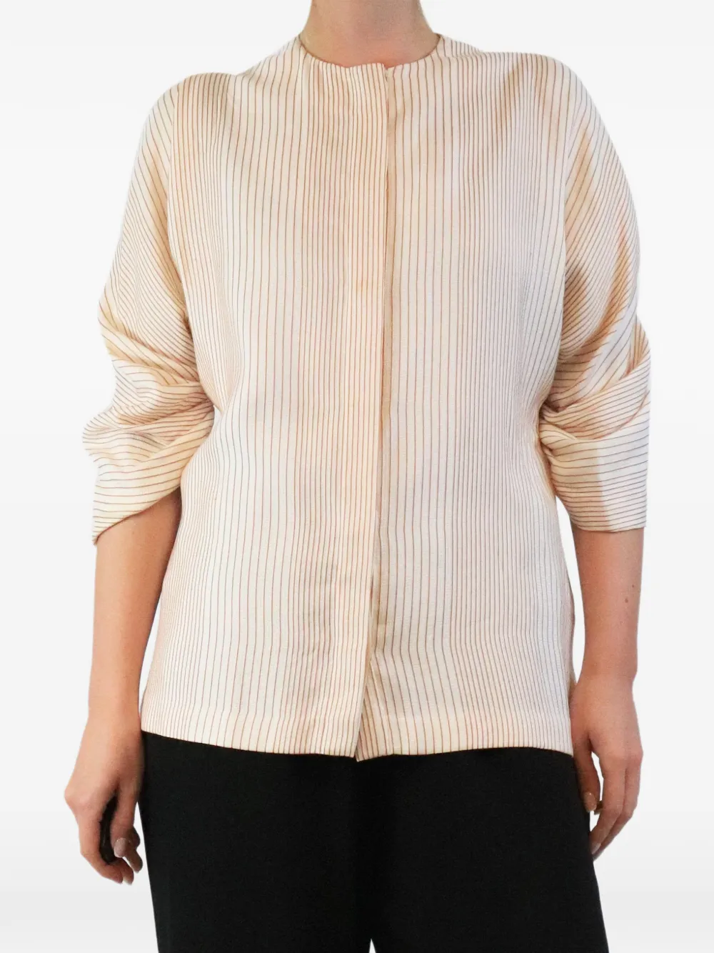 Emilia Wickstead striped puffed-sleeve shirt - Neutrals