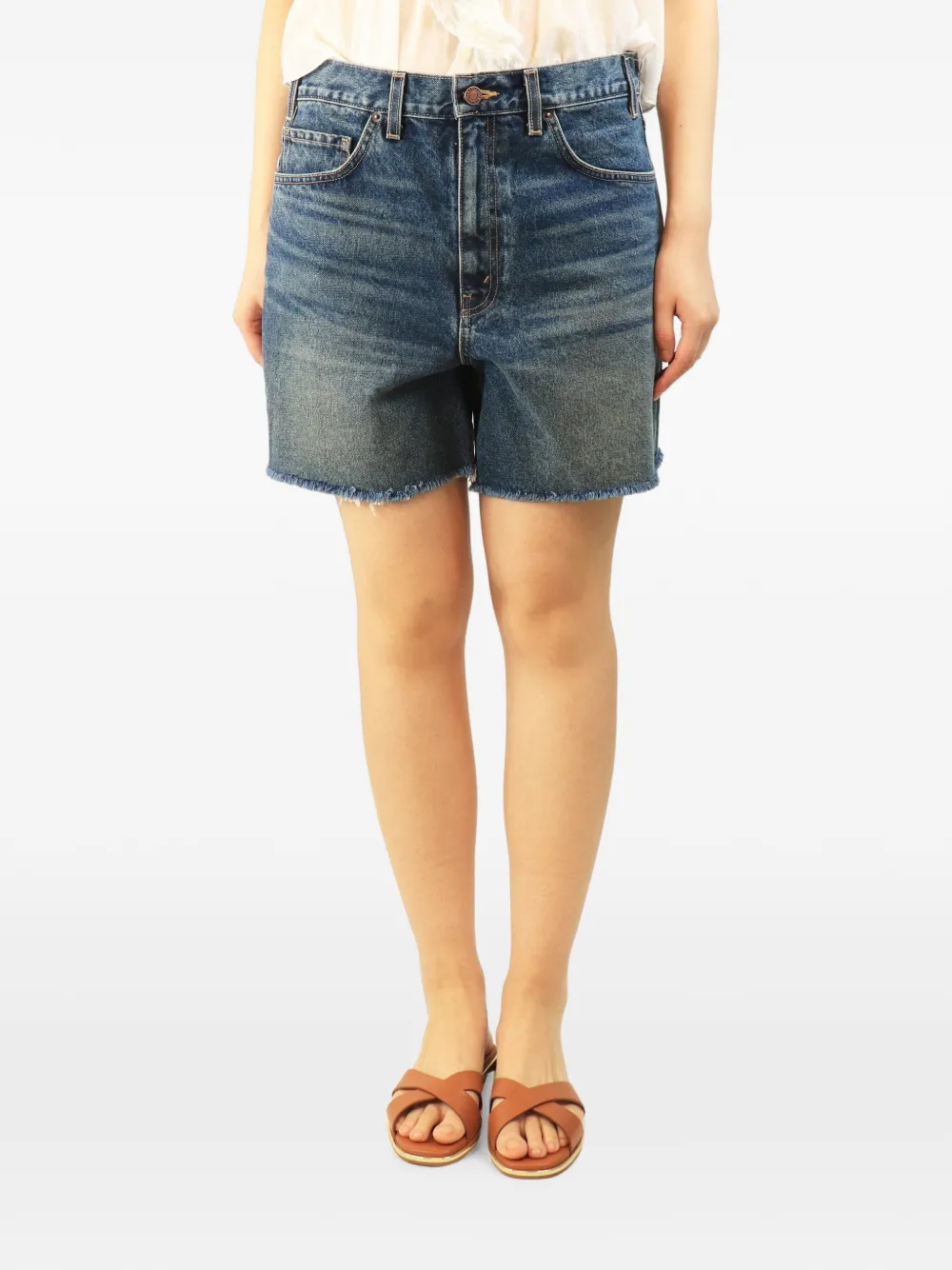 Nili Lotan Yoann raw-hem denim shorts - Blue