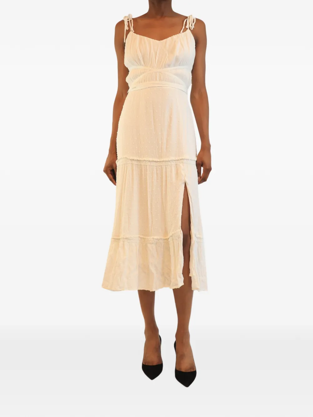 PAIGE belted milkmaid midi dress - Toni neutri