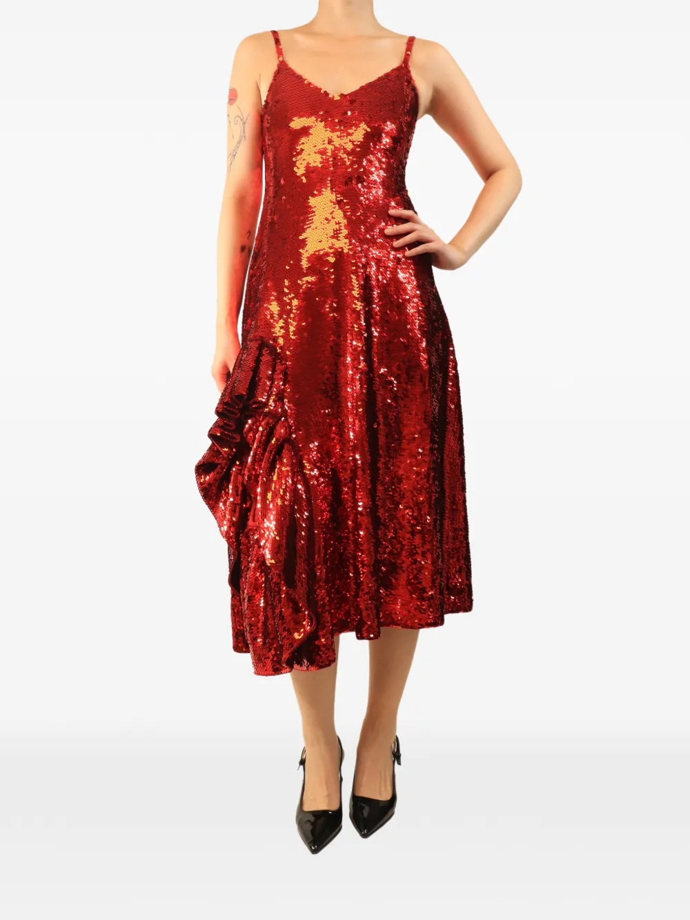 Loewe Pre-Owned Gerüschtes Kleid mit Pailletten - Rot