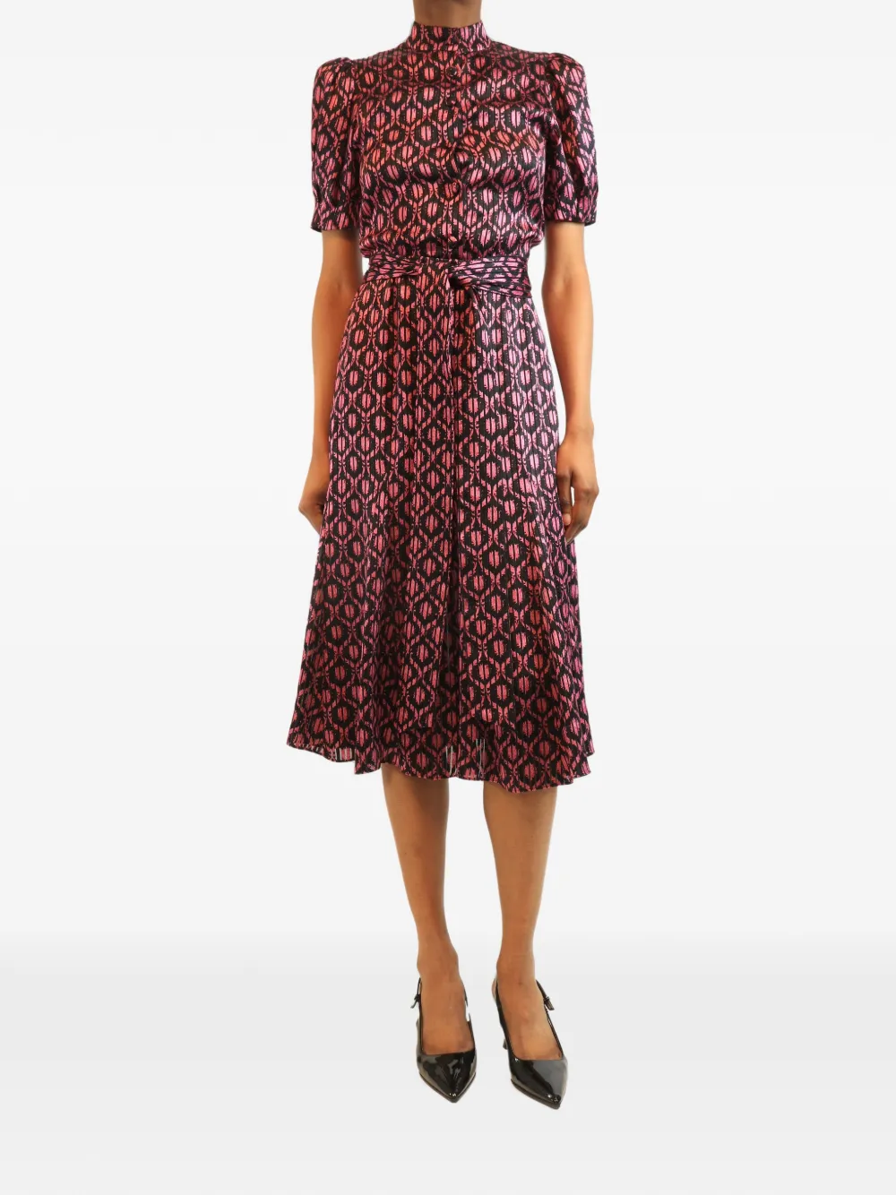 alice + olivia belted puff-sleeve maxi dress - Black