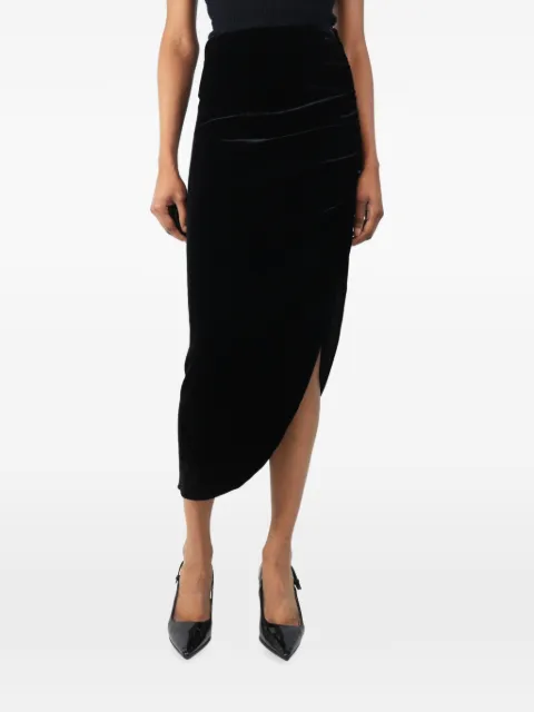 Veronica Beard ruched velvet midi skirt