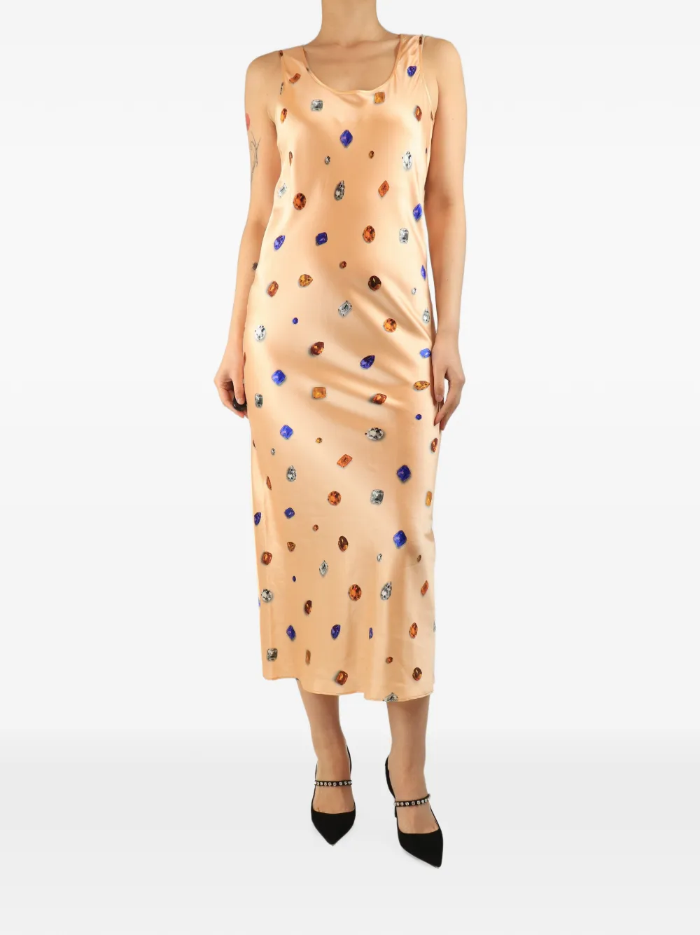 Sportmax Vintage Abito Peach con stampa - Arancione