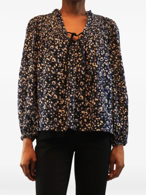 Ulla Johnson blusa con estampado floral y moño en el cuello