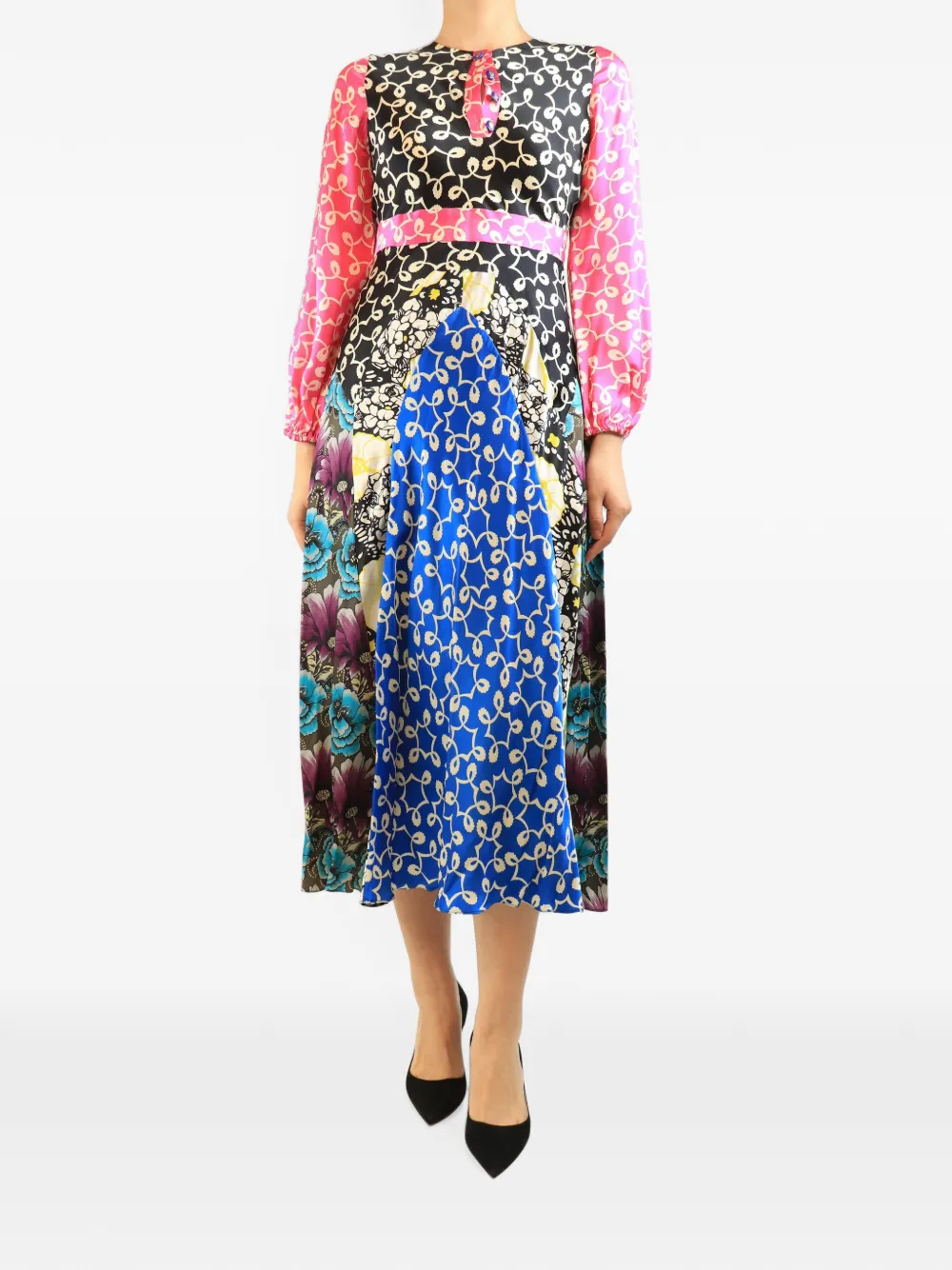 Duro Olowu Vintage robe mi-longue à imprimé graphique - Noir