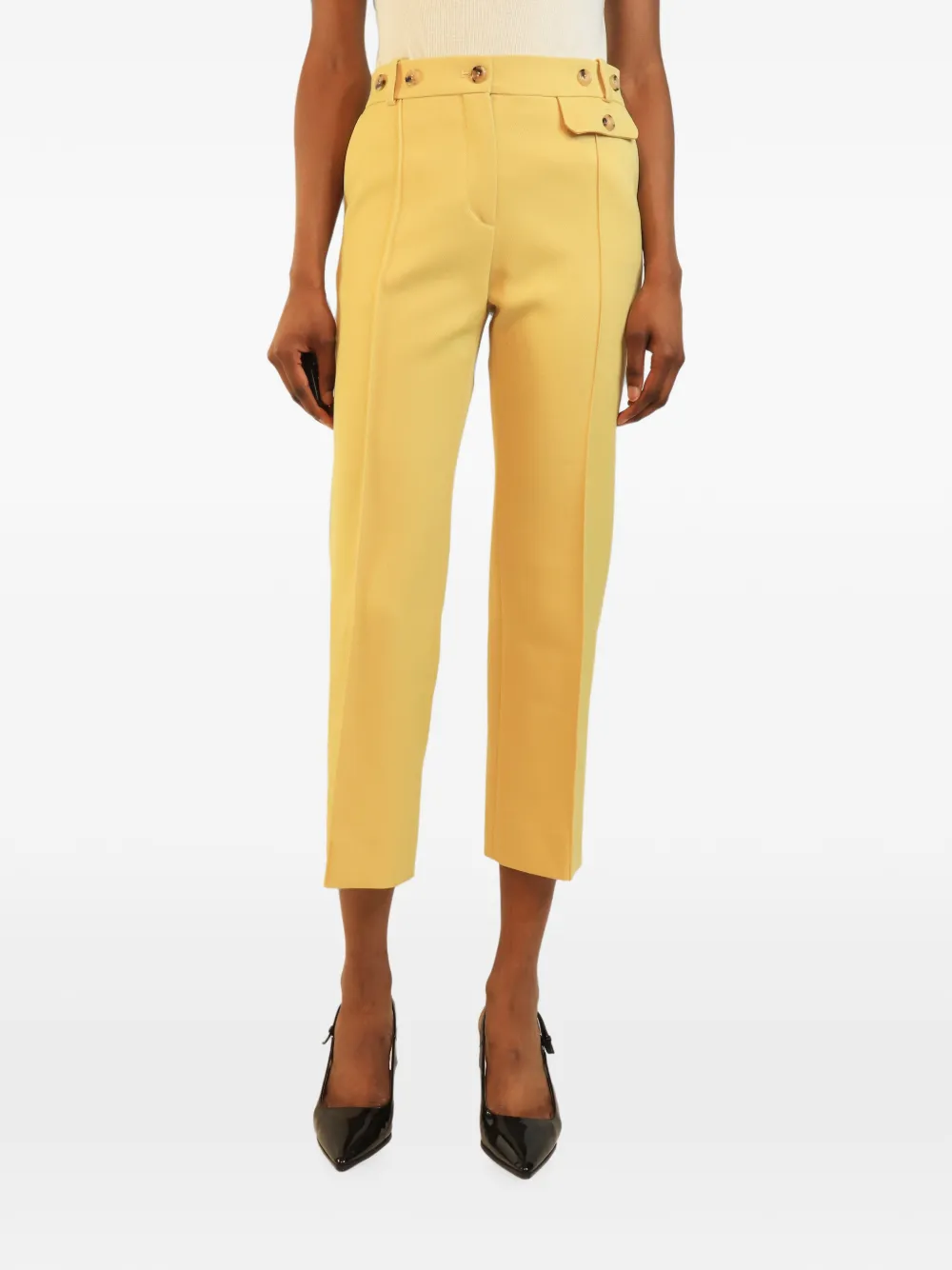 Celine Pre-Owned button-detail cropped trousers - Yellow