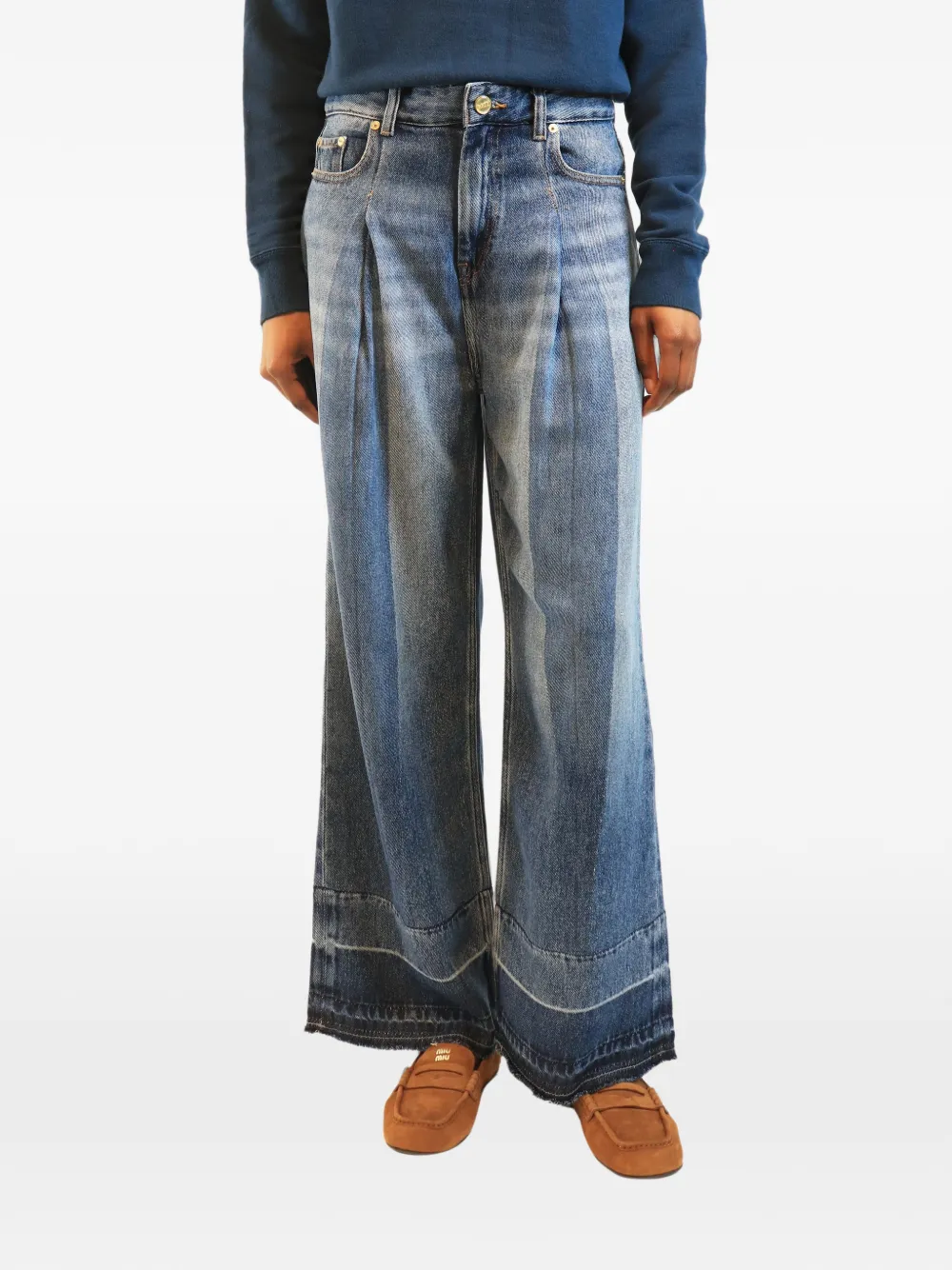 GANNI pleated wide-leg jeans - Blue