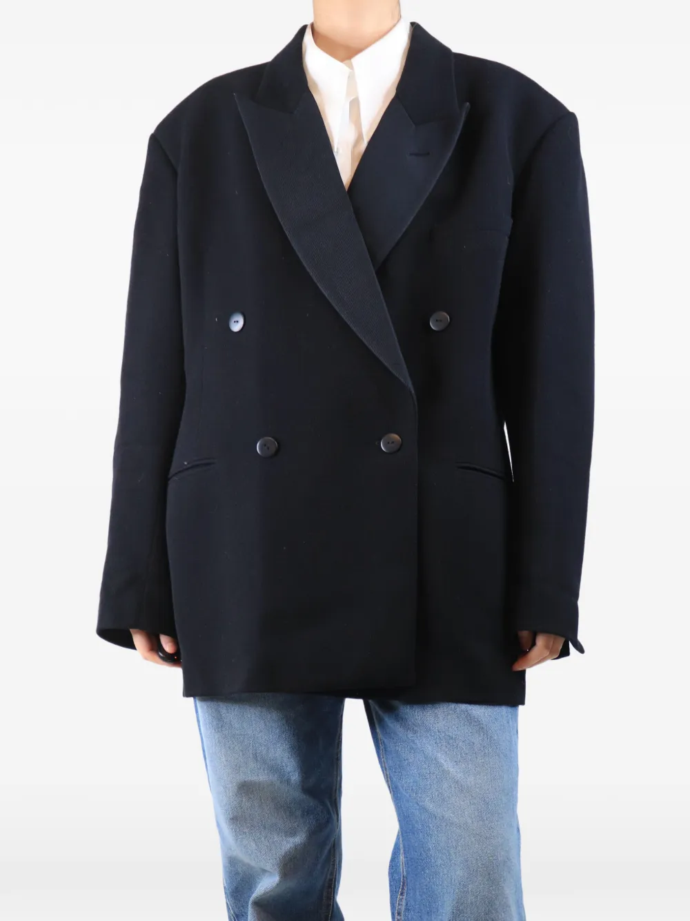 Raey double-breasted wool jacket - Blue