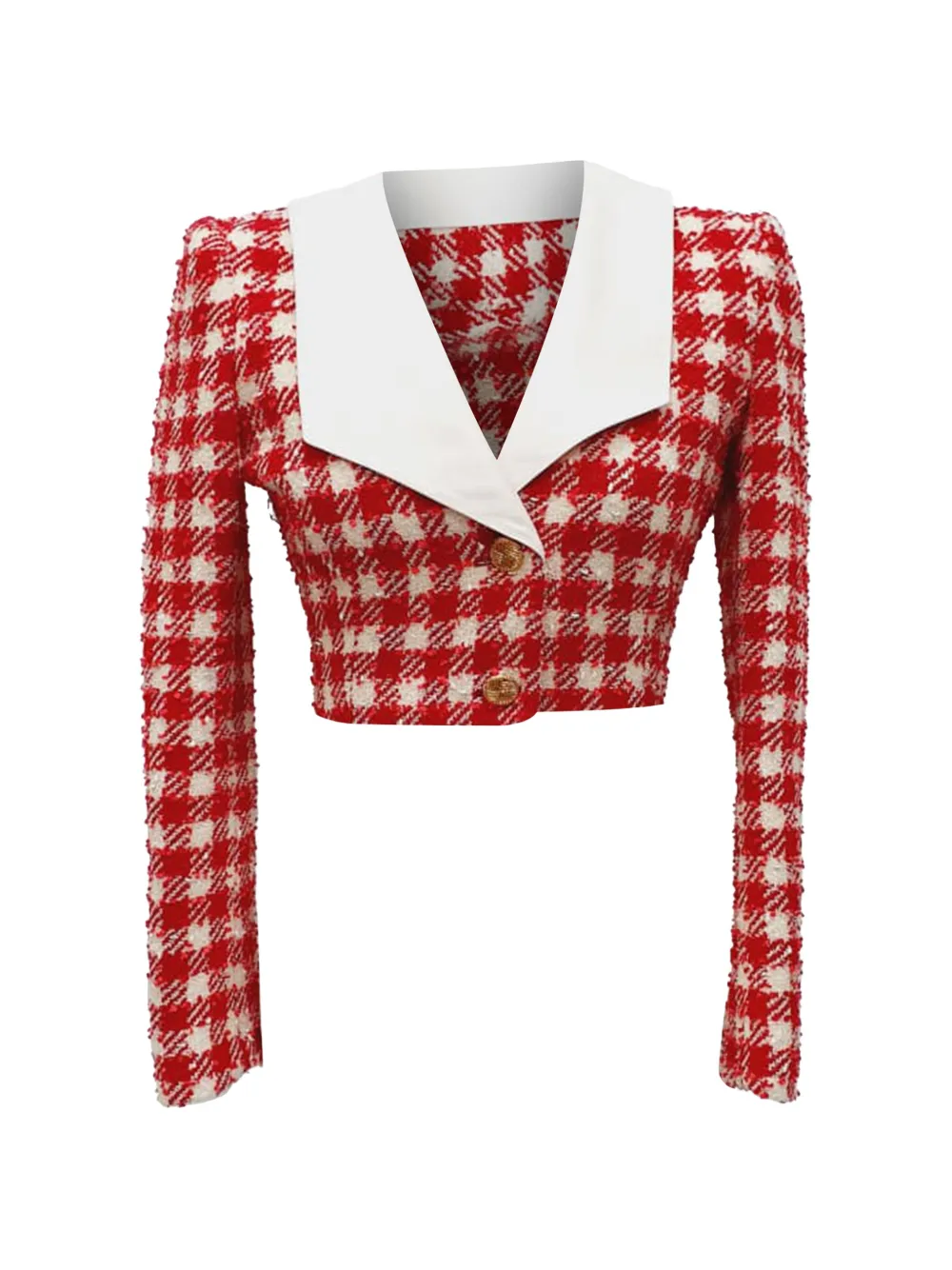 Alessandra Rich checkered tweed cropped jacket - Rosso