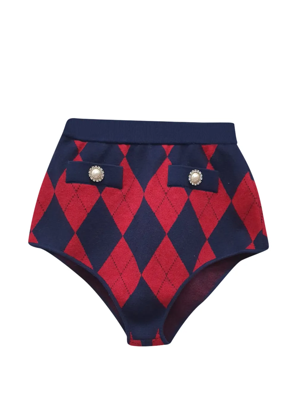 Alessandra Rich argyle knit shorts - Blu