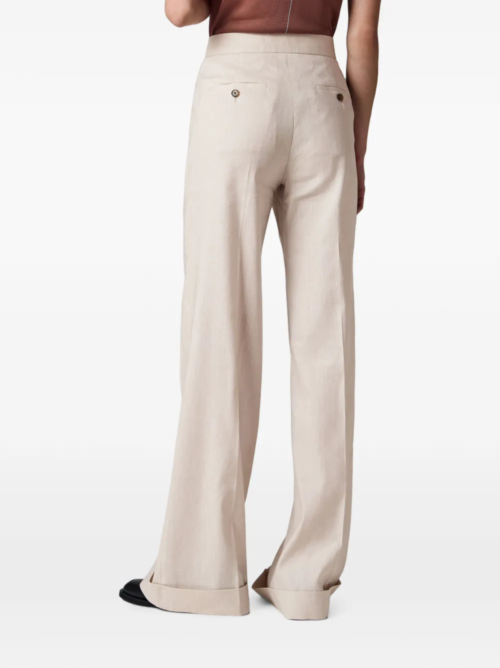 Paul Smith Linnen-wollen broek met wijde pijpen Beige