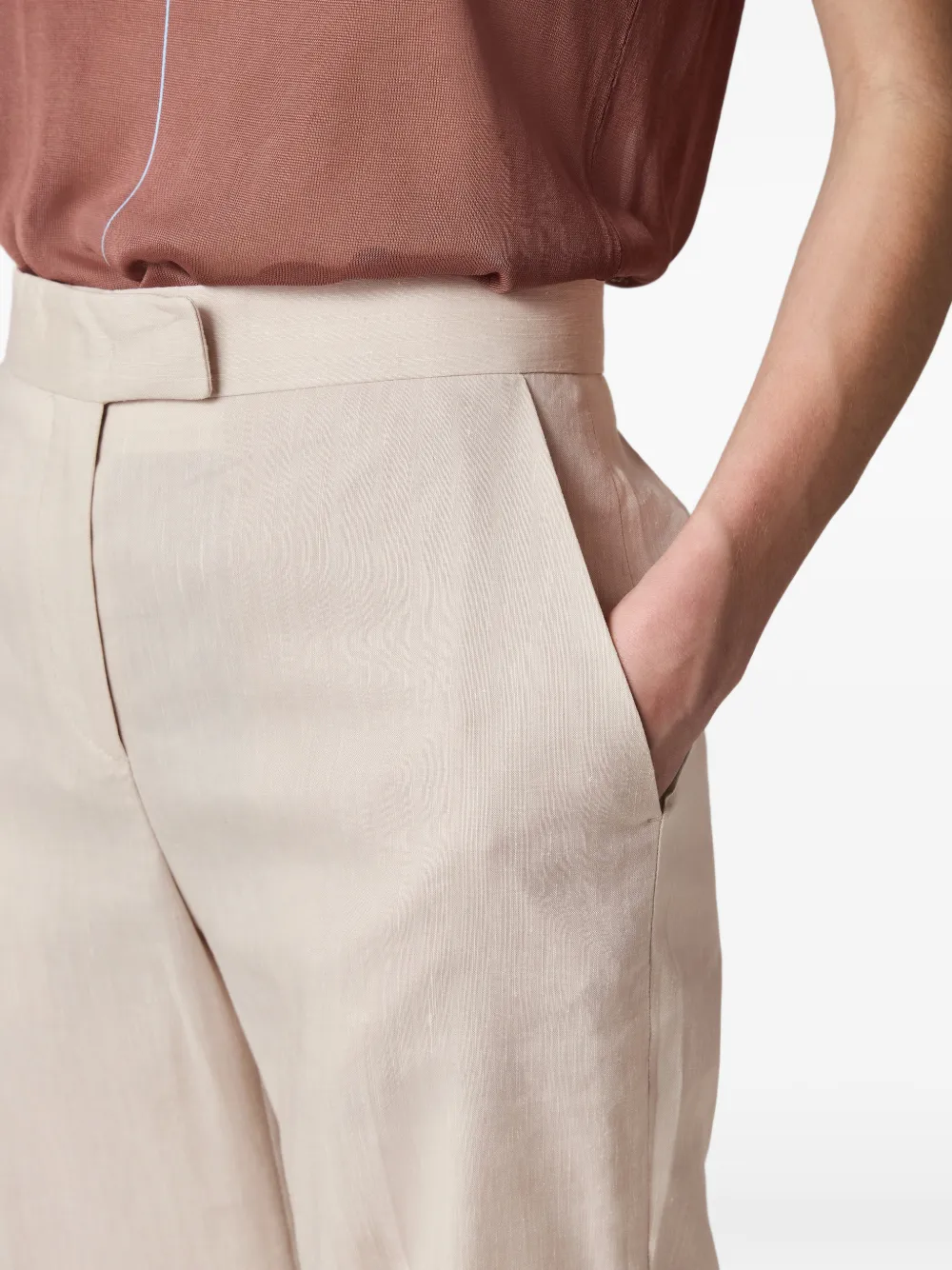 Paul Smith Linnen-wollen broek met wijde pijpen Beige