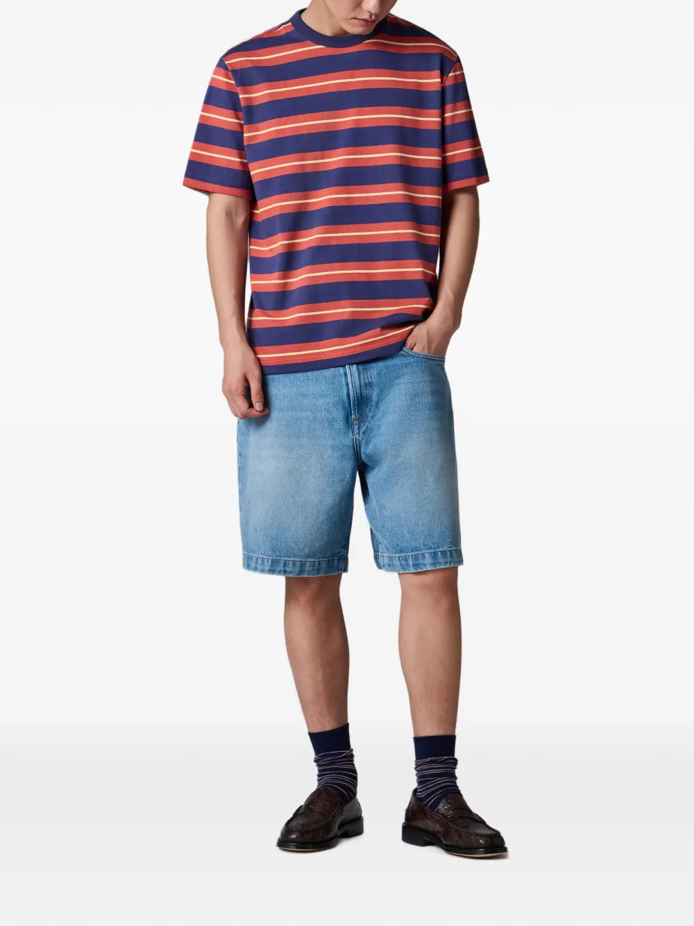 PS Paul Smith Gestreept katoenen T-shirt Blauw