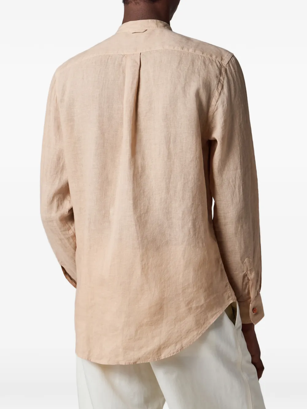 Paul Smith Linnen overhemd met ronde opstaande kraag Beige