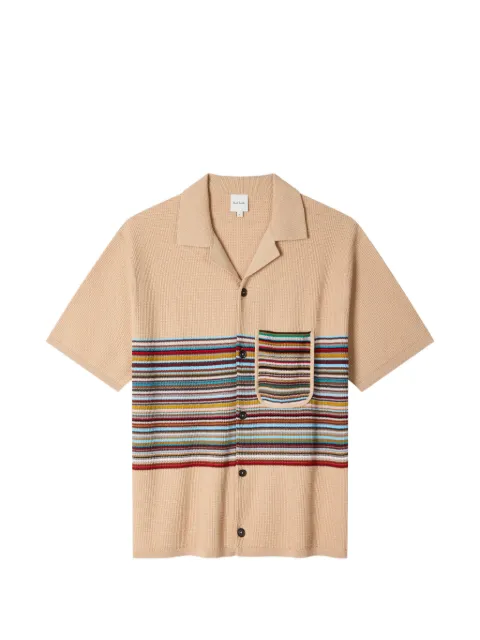 Paul Smith beige organic cotton Signature Stripe knitted shirt