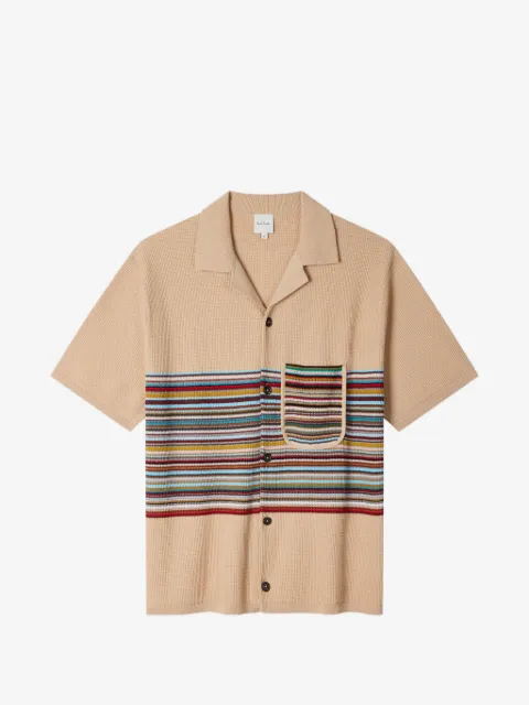 Paul Smith beige organic cotton Signature Stripe knitted shirt