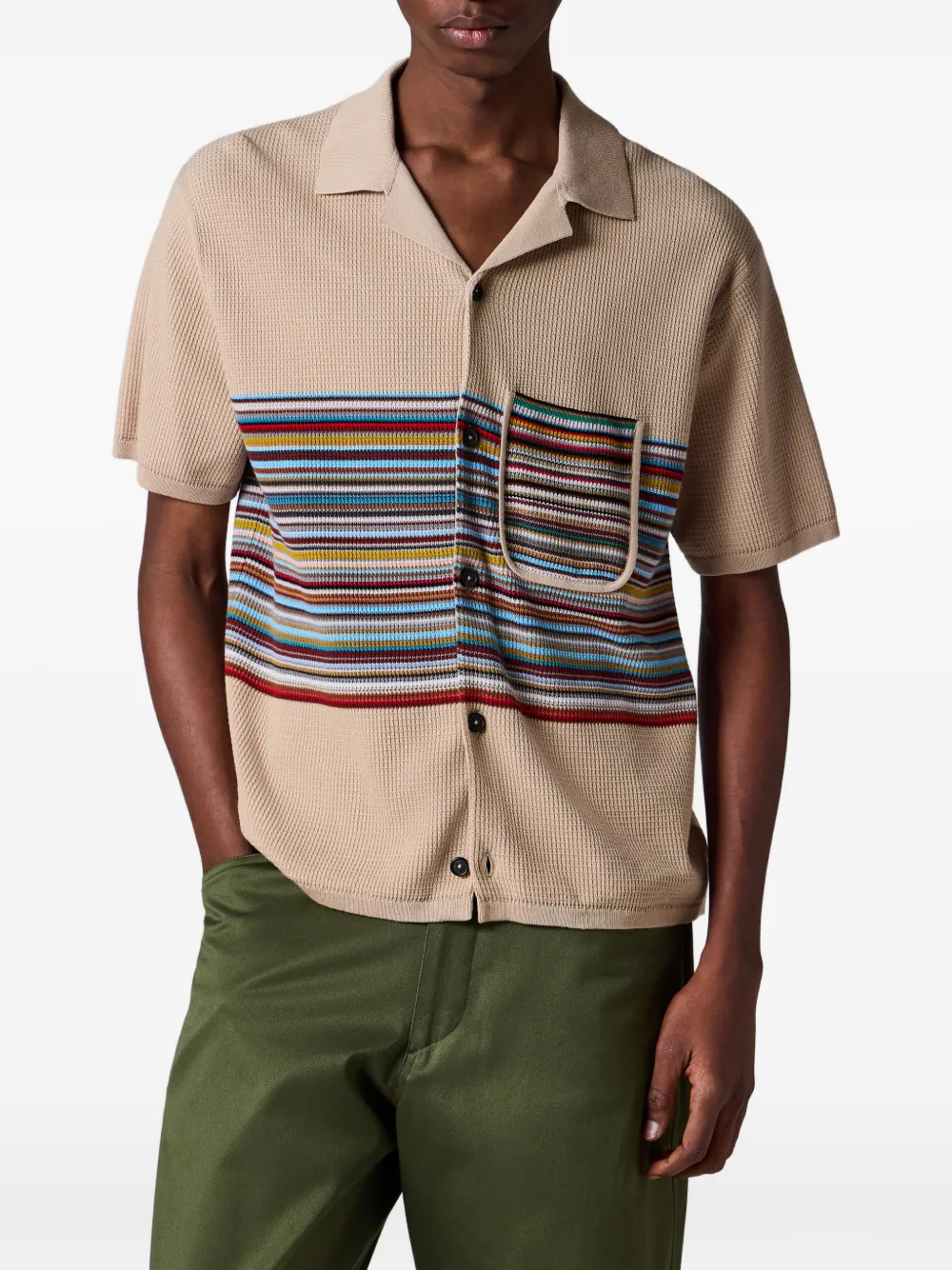 Paul Smith Signature Stripe gebreid overhemd Beige
