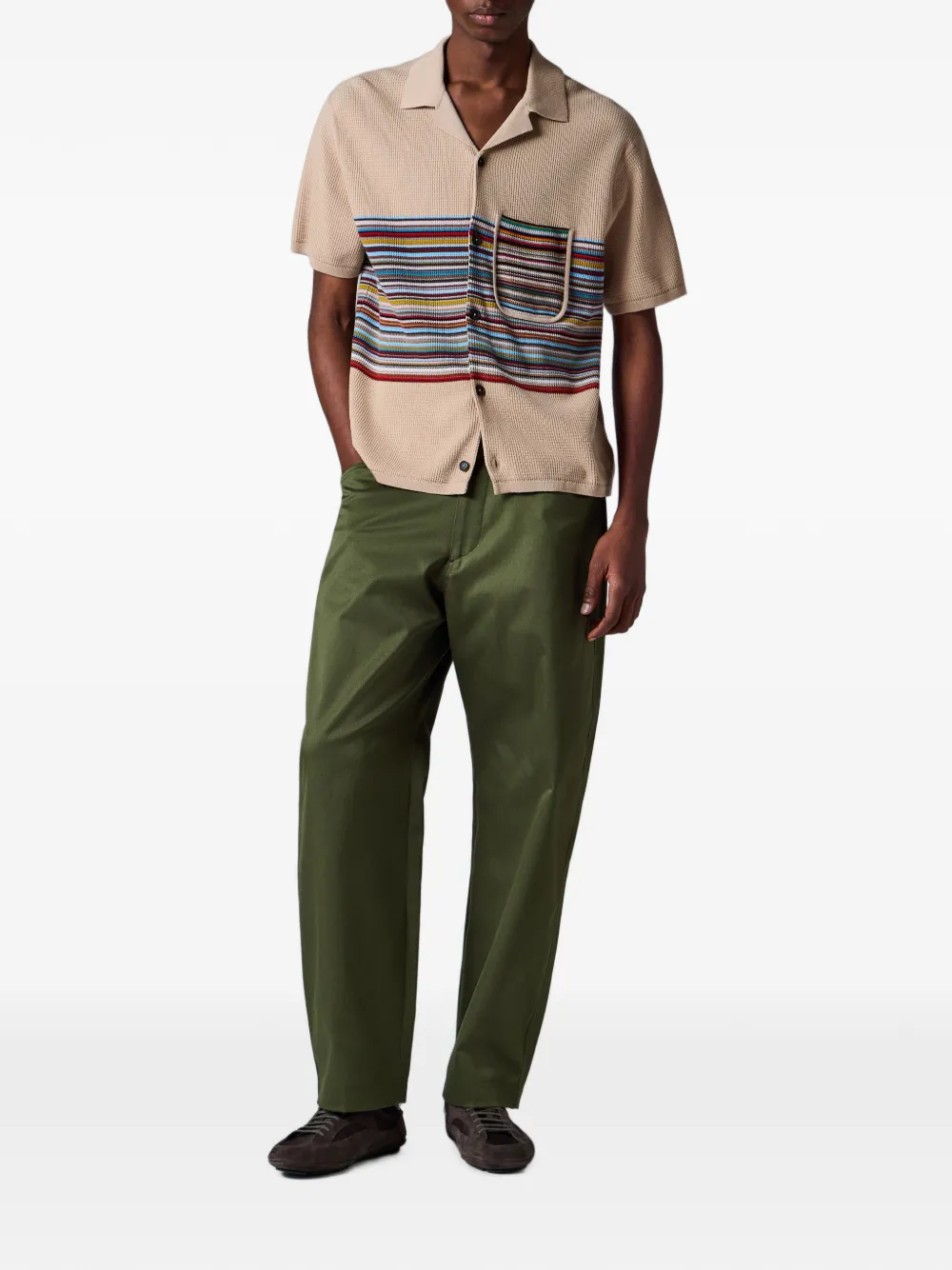 Paul Smith Signature Stripe gebreid overhemd Beige