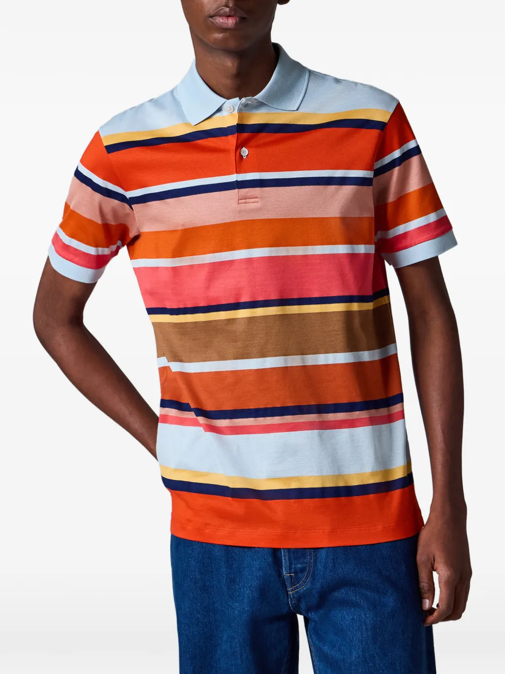 Paul Smith Bold gestreept katoenen poloshirt Oranje