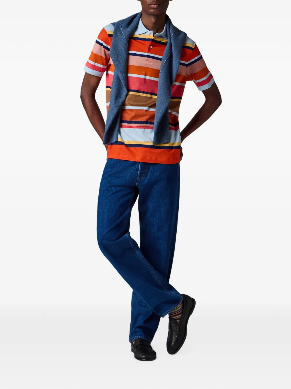 Paul Smith Bold gestreept katoenen poloshirt Oranje