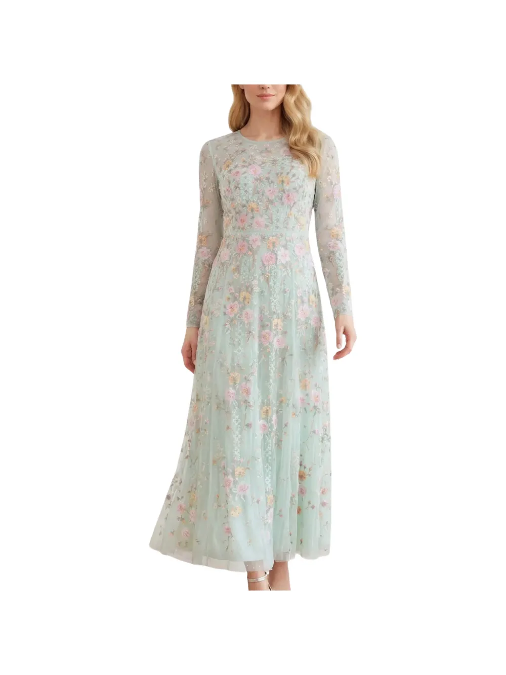 Needle & Thread Garden Rose long-sleeve maxi dress Groen