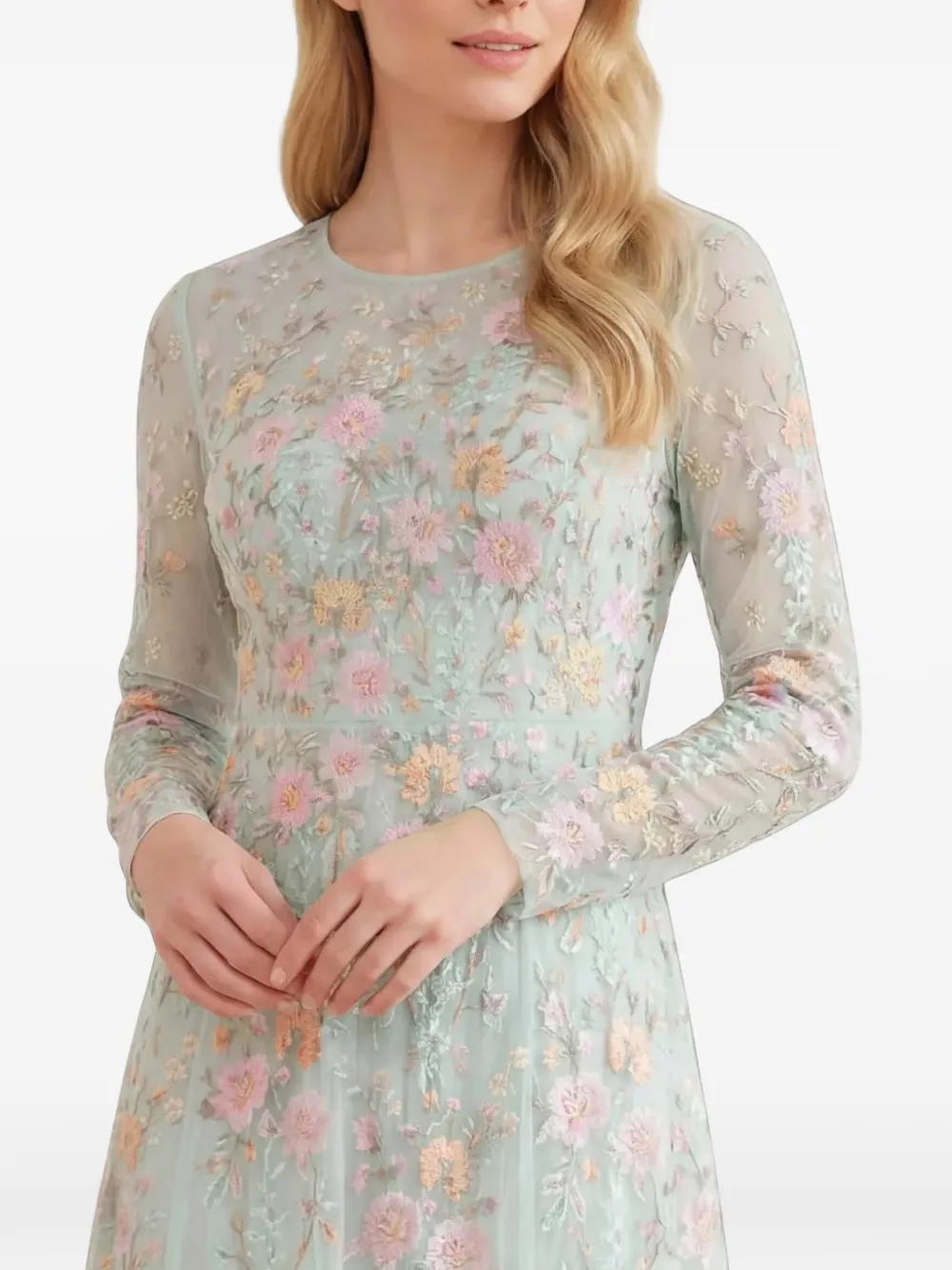 Needle & Thread Garden Rose long-sleeve maxi dress Groen