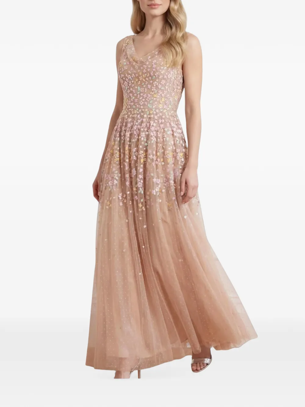 Needle & Thread Versailles Ditsy cowl-neck gown