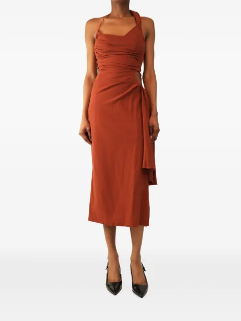 Jacquemus Pre-Owned Le Raphia draped midi dress