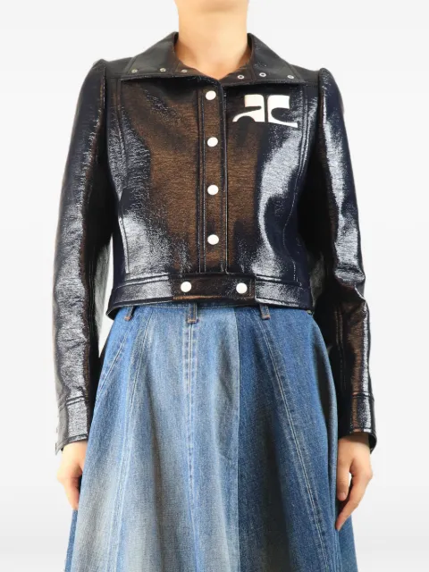 Courrèges Pre-Owned logo-patch cropped jacket